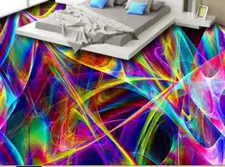 Современный 3D Пол фото 3D цвета абстрактные линии художественные напольные плитки водостойкие напольные обои для спальни