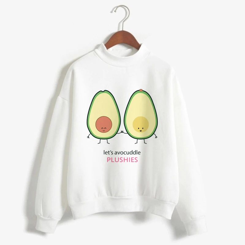Харадзюку большие пуловеры водолазка белые толстовки Толстовка Kawaii Мультфильм авокадо напечатаны с длинным рукавом женская одежда - Цвет: 1161