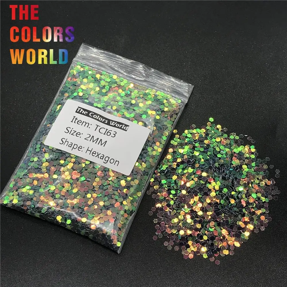 

TCI63 Pearlescent Iridescent Dark Green Color With Gold Light Hexagon Shape Nail Glitter Nail Art Design Makeup Cup Decoration