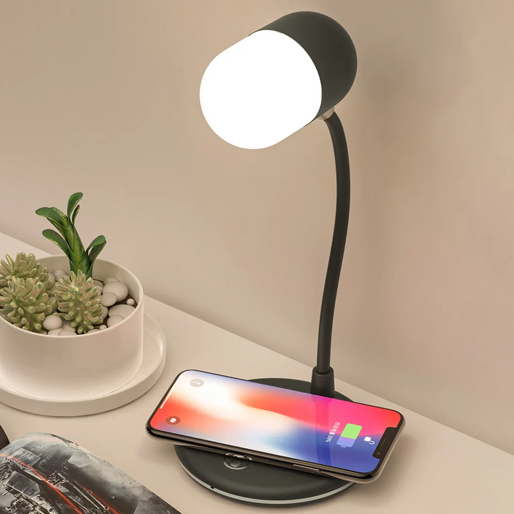 

L4 Multi-function Bluetooth Speaker Wireless Charger Table Light audio atmosphere lights with USB Cable for Iphone X Samsung S9
