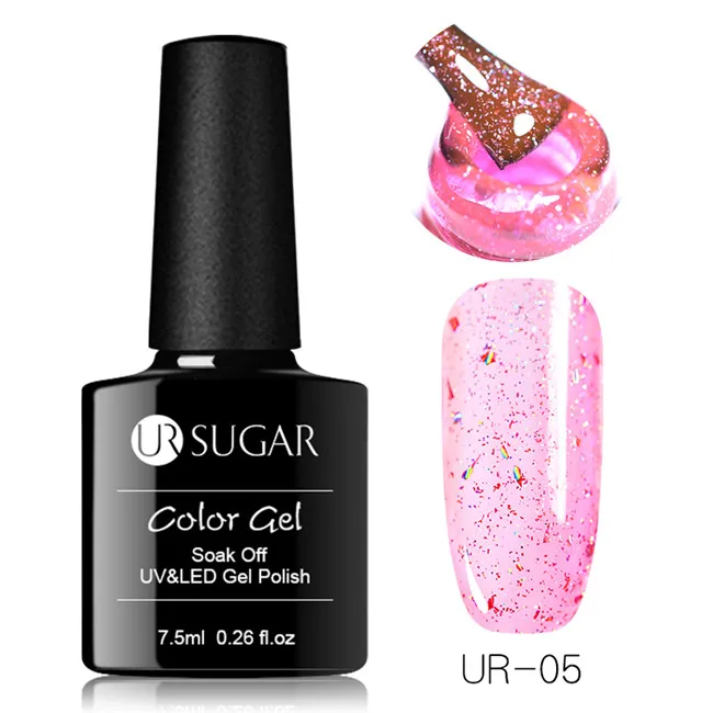 Ur Sugar 7,5 мл голографический Желейный Гель-лак для ногтей Блестящий Гель-лак фиолетовый розовый замачивающийся УФ-Гель-лак сделай сам - Цвет: 5