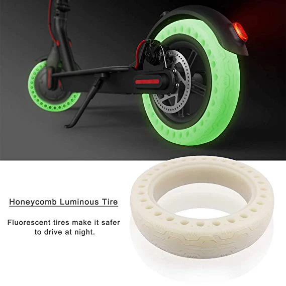 Cheap 2pcs Luminous Tire For Xiaomi M365 Electric Scooter Tubeless Honeycomb Rubber Solid Tyre 8.5 Inch Cool Fluorescent Solid Tire 3