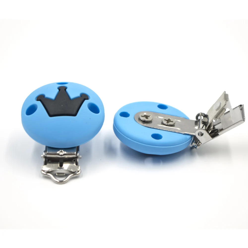 Sky Blue 3 шт. силиконовая Корона цепочка с зажимом для соски-пустышки соска для младенцев застежка адаптеры крепления из нержавеющей соски держатель Детские продукты Прорезыватель - Цвет: Sky Blue