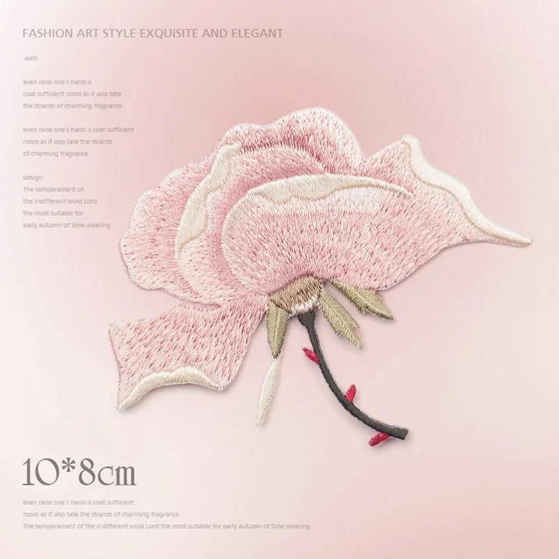 Розовый пион китайская Роза аппликация вышивка цветок патчи для одежды железные наклейки для украшения для одежды Швейные патчи - Цвет: BIG