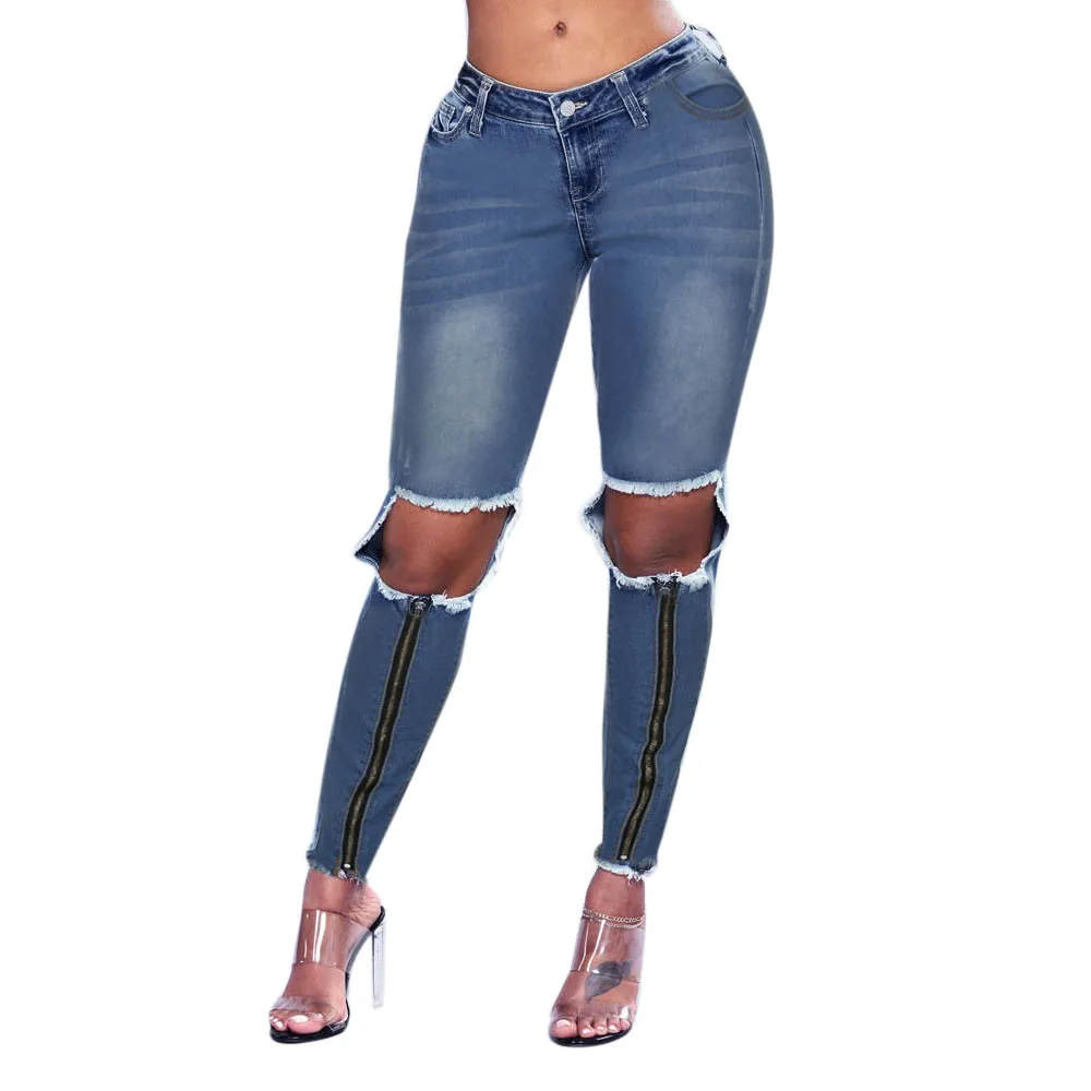 

JAYCOSIN clothes Women Casual Jeans high quality Destroyed Ripped Jeans Trousers Stretchy Slim Leggings Denim Pants
