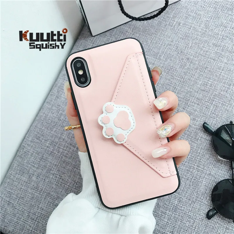 Kuutti мягкие милые розовые чехлы с когтями для карт из искусственной кожи Phoen iphone 6 6s
