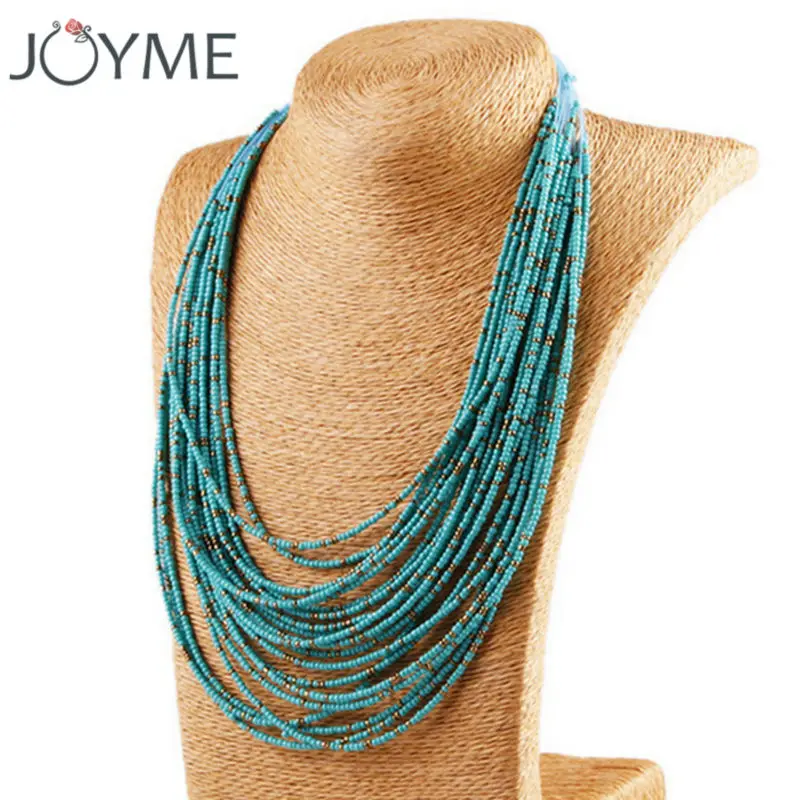 

Fashion Brand New Bohemia Strand Necklace Beads Multi-layered Maxi Statements Necklaces Collares Choker Necklace For Woman