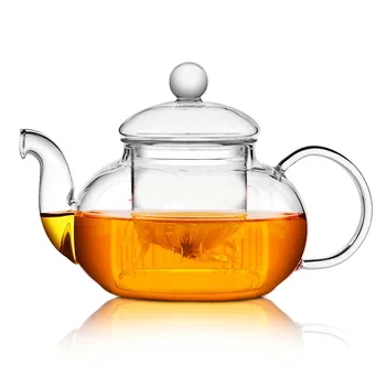 

High quality Heat Resistant Glass Flower Tea Pot,Practical Bottle Flower TeaCup Glass Teapot with Infuser Tea Leaf Herbal Coffee