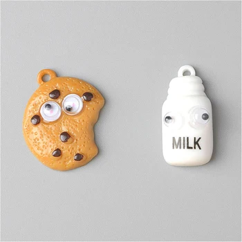 

50pcs/lot Resin Simulation milk bottle biscuits resin crafts Flatback kawaii Cabochon For phone diy Decoration