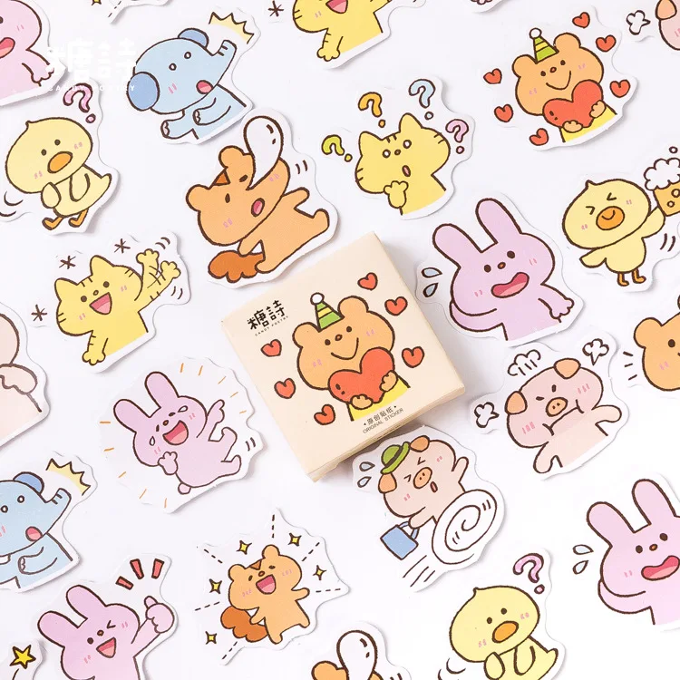 45pcs lot font b Pets b font collection Mini Decorative Kawaii Cute box Stickers set Scrapbooking