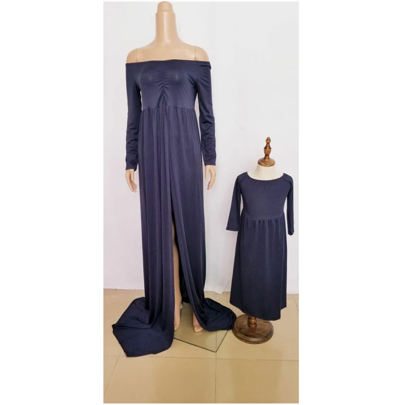 Платья для мамы и дочки; одежда для фотосъемки беременных женщин; элегантное платье макси; Одинаковая одежда для семьи для девочек