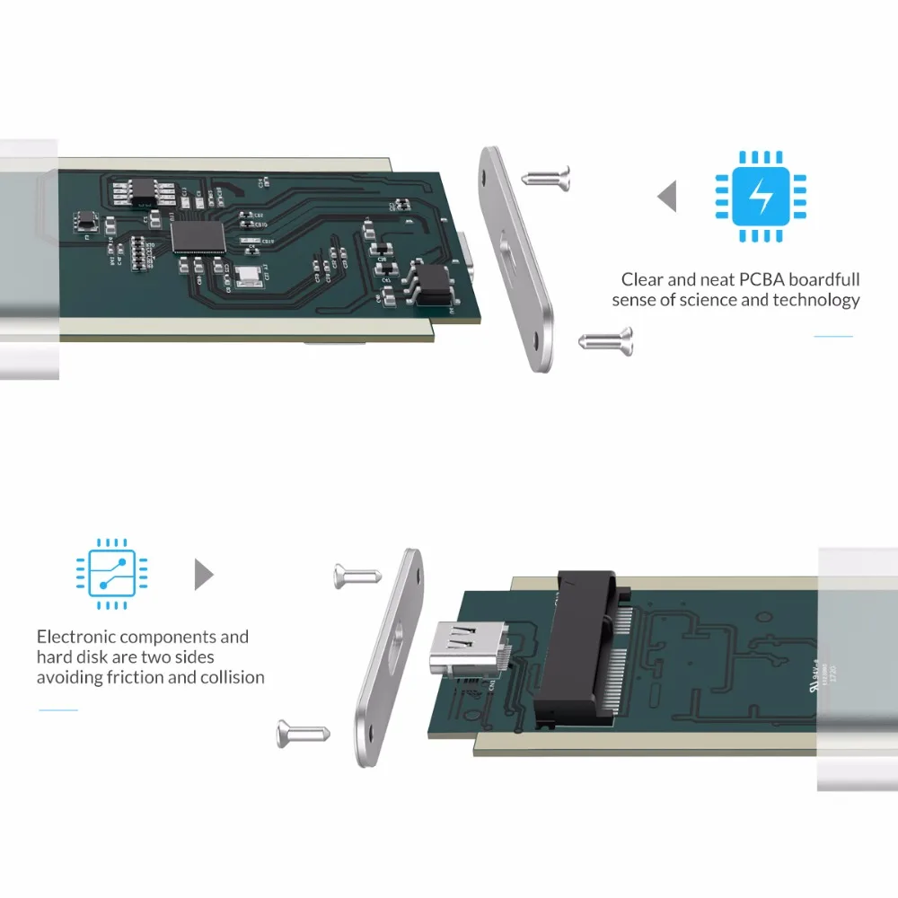 ORICO type-C Mini mSATA SSD корпус алюминиевый 5 Гбит/с высокоскоростной HDD чехол для ноутбука Настольный для Windows/Linux/Mac винт крепления