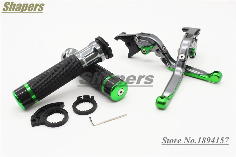 

For KAWASAKI ER-6N/F NINJA650R Versys 06-08 ZZR600 90-04 CNC Folding Brake Clutch Levers Handlebar Hand Grips Set Green