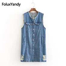 Tassel Hole Denim Vest Women Single Breasted Loose Sleeveless Casual Jeans Vest Blue Outerwear Plus Size 5XL KKFY2672 Tassel Hole Denim Vest Women Single Breasted Loose Sleeveless Casual Jeans Vest Blue Outerwear Plus Size 5XL KKFY2672