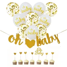 Baby Shower Kids Birthday Balloons Gold Glittery Letters OH BABY With Heart Banner Its a Boy It's A Girl Oh Baby Printed Party S Baby Shower Kids Birthday Balloons Gold Glittery Letters OH BABY With Heart Banner Its a Boy It's A Girl Oh Baby Printed Party S