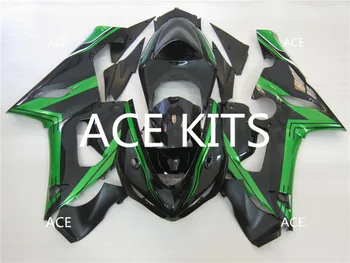 

3 Free Gifts New ABS Fairings Kit 100% Fit For Kawasaki ZX6R ZX-6R 05 06 Ninja 636 2005 -2006 6r Black Green 3l