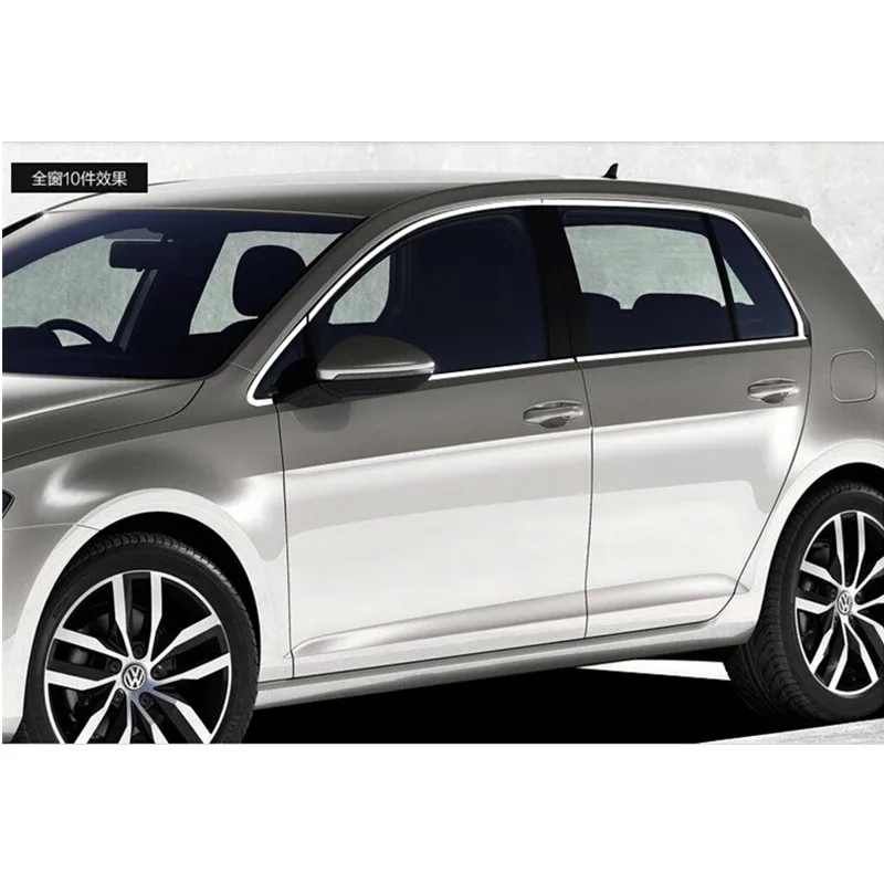 Высокого качества стайлинга автомобилей полосы из нержавеющей стали окна автомобиля отделка украшения Интимные аксессуары для 2013- Volkswagen Гольф 7 10 шт