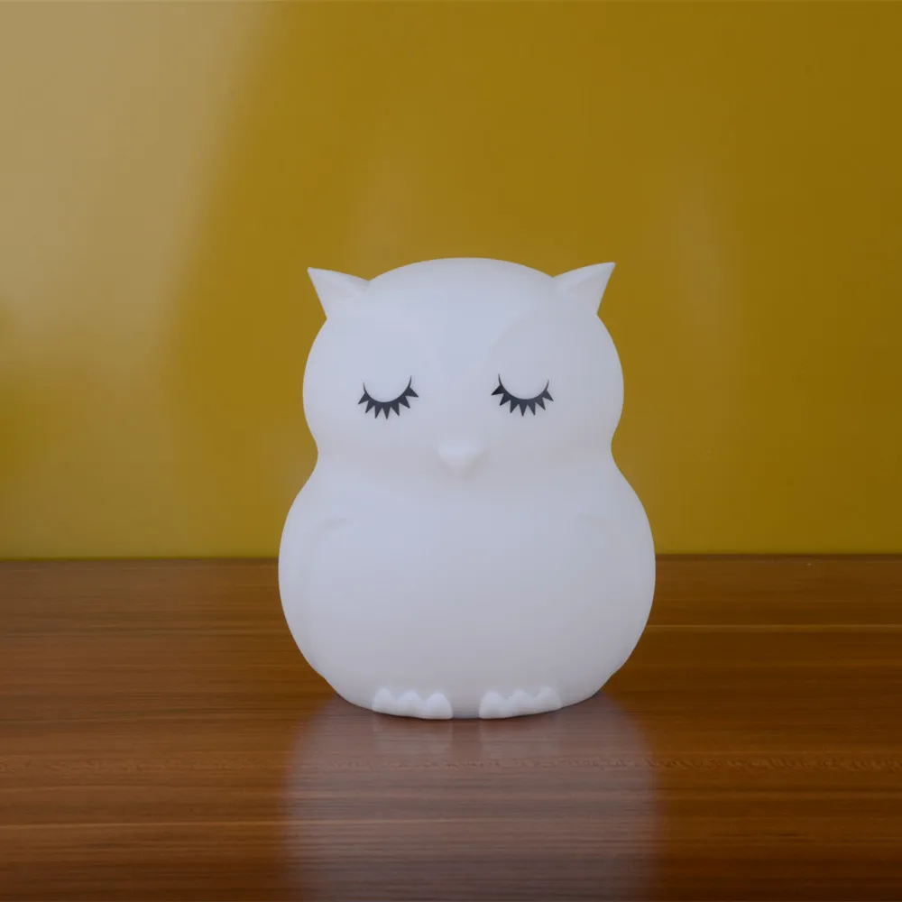 SuperNight Mini Owl LED Night Light 9 Colors Cute Cartoon Silicone Bird Lamp Bedroom Bedside Lamp for Children Kids Baby Gift (4)