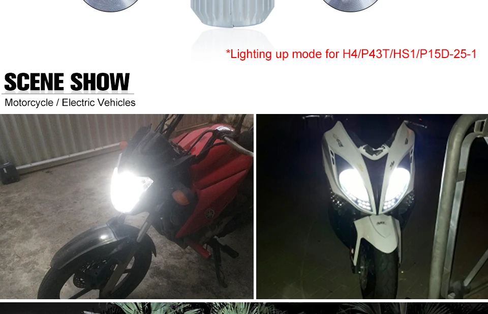 YzzYzz H4 LED Motorcycle Headlight Bulbs 1400LM 6000K 20W HS1 Faros Led Moto Motorbike Headlamp Lighting Electric Car Lights 12V (3)