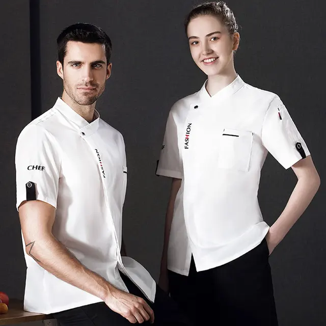 Adult Chef Jacket Male Chef Coat Black Men's Breathable Work Clothes