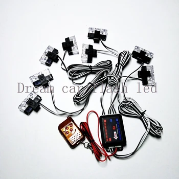 

new The wireless remote control 8X2LEd 12V Car Warning Light 16W Flash Strobe Light Lights for Automobile Front 03040