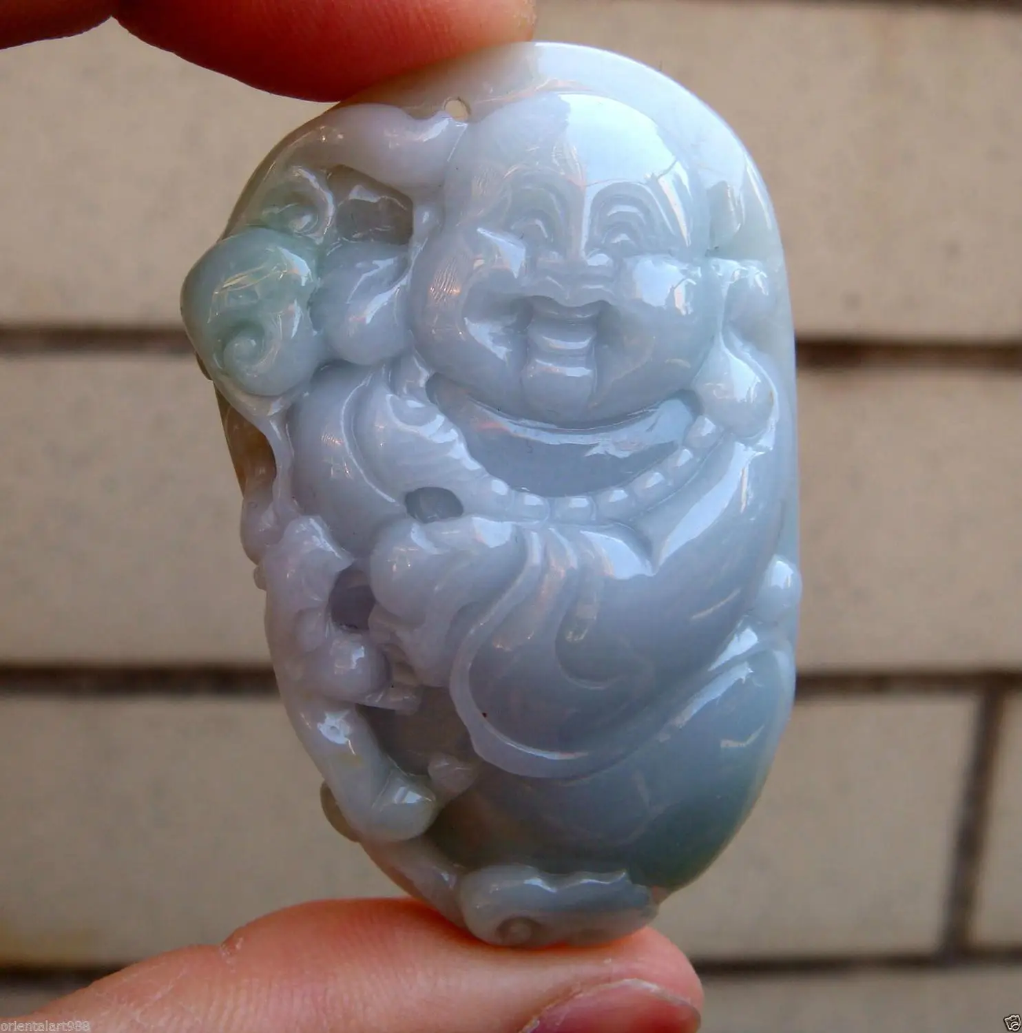 

Certified Untreated Lavender Icy Jadeite Buddha Pixiu Ruyi Pendant AGrade A