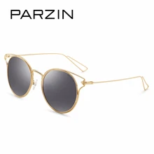 PARZIN New 2017 Metal Frame Women Round Sun Glasses Vintage Steampunk Coating Mirror Sunglasses Ladies Polairzed Spectacles 8115