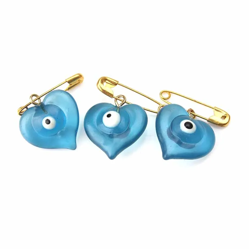 Fonkelnieuw 5 stks/partij 18*22mm Blauw Boze Oog Hart Broche & Pin Voor VG-26