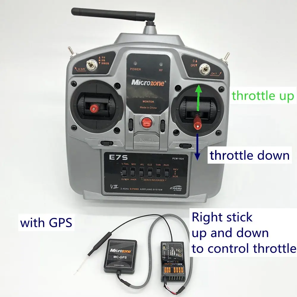MC E7S 2,4 ГГц 7 канал Радио Управление со встроенным полета Управление; и дополнительный gps - Цвет: Mode 1 with GPS