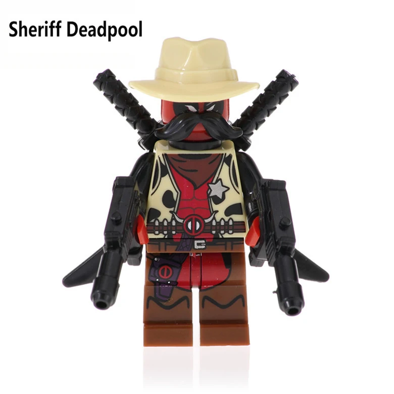 

For legoing Marvel Figures Sheriff Deadpool 2 Domino Cable Peter Armed Black Lightning Model Building Blocks Kids Toys Bricks