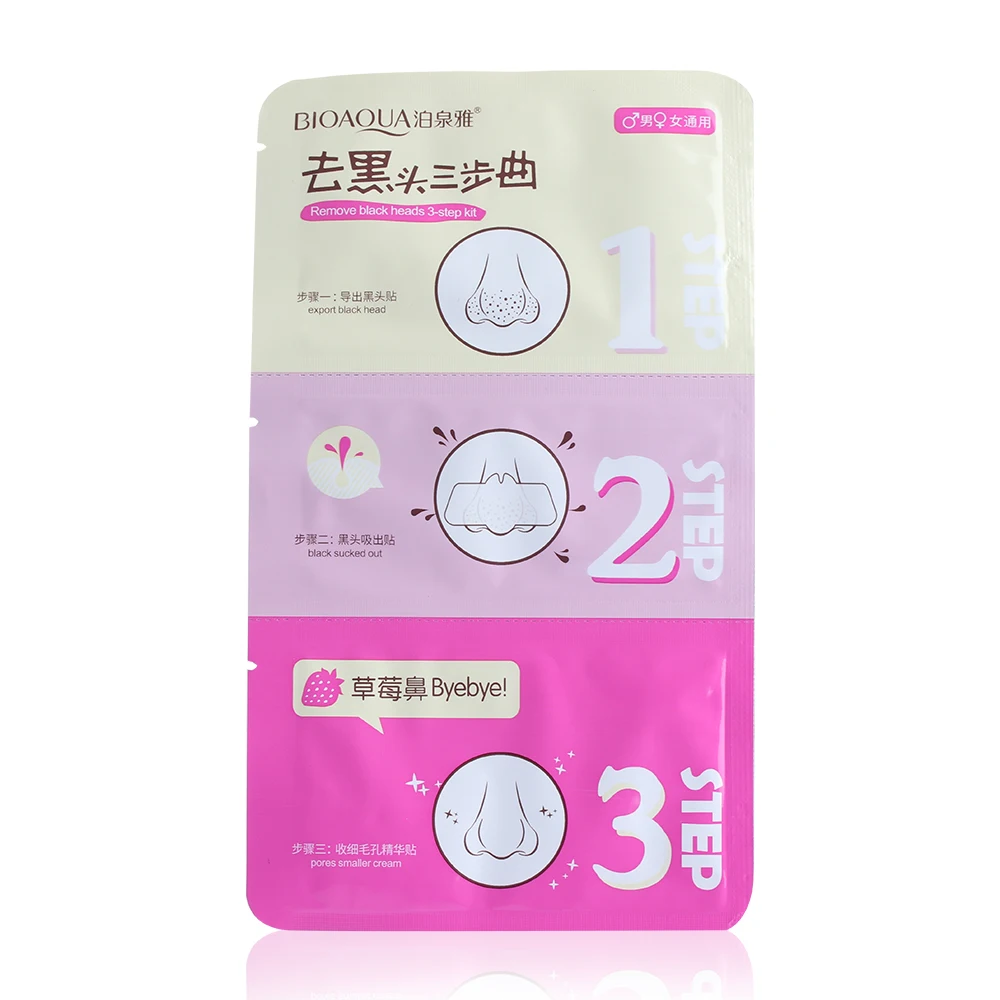 

Korean Cosmetics 3 Steps to Blackhead Remover Facial Face Black Head Mask Acne Charcoal Sheet Mask Peeling Peel Off Nose Care