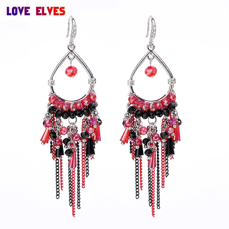 

Long earrings drop bohemian tassel earrings 2019 New High-end wedding party Beaded vintage earrings for women jewelry