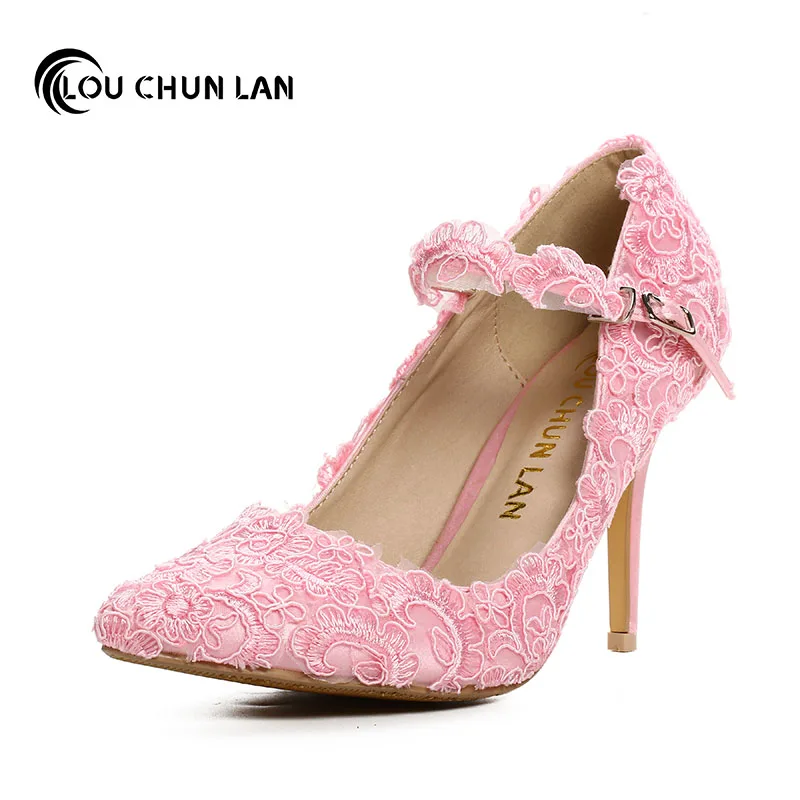 floral lace heels