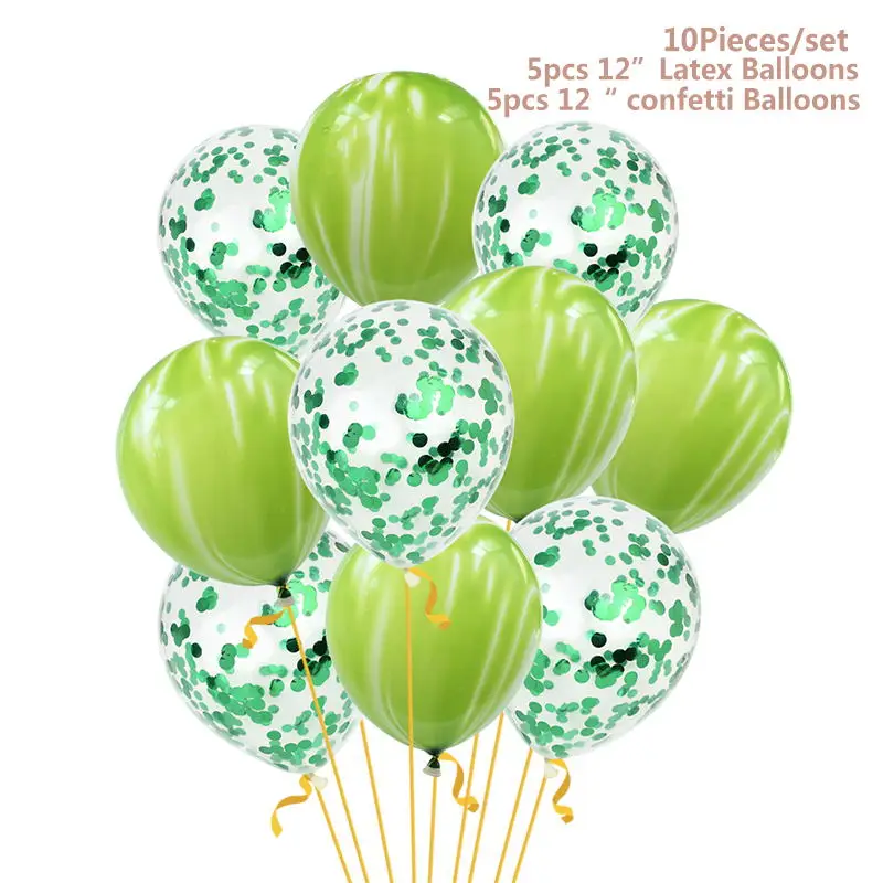 HUADODO 10 шт. 12 дюймов конфетти шары Агат воздушный шар мраморной расцветки золотые латексные воздушные шары на день рождения вечерние украшения поставки - Цвет: Зеленый