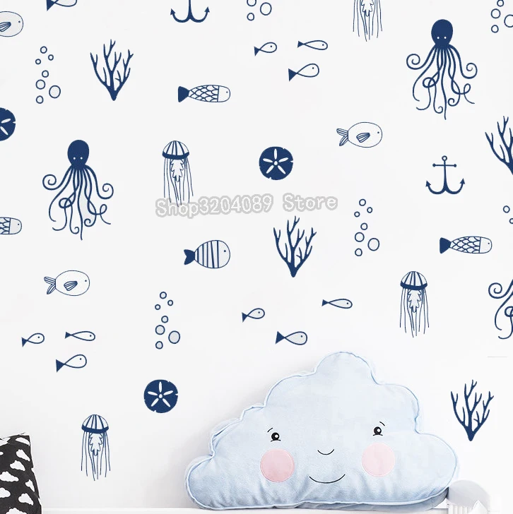 Sea Life Wall Decals Nautical Wallpaper Home Decor For Kids Room