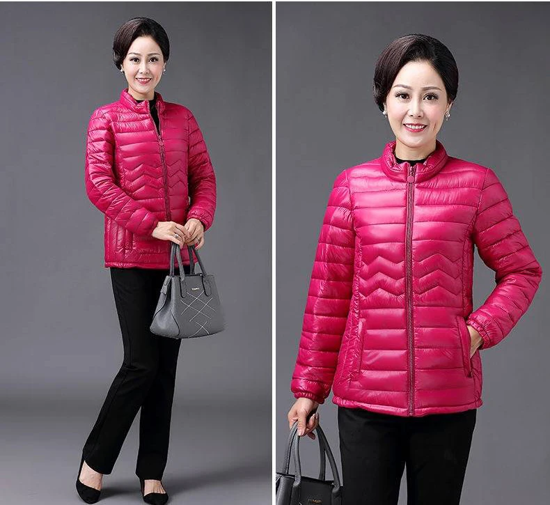 Mom's Thin Cotton Jacket Short Tops Winter Jacket Women Coat Korean Slim Plus size Female Parka Coat warm pattern Padded parka