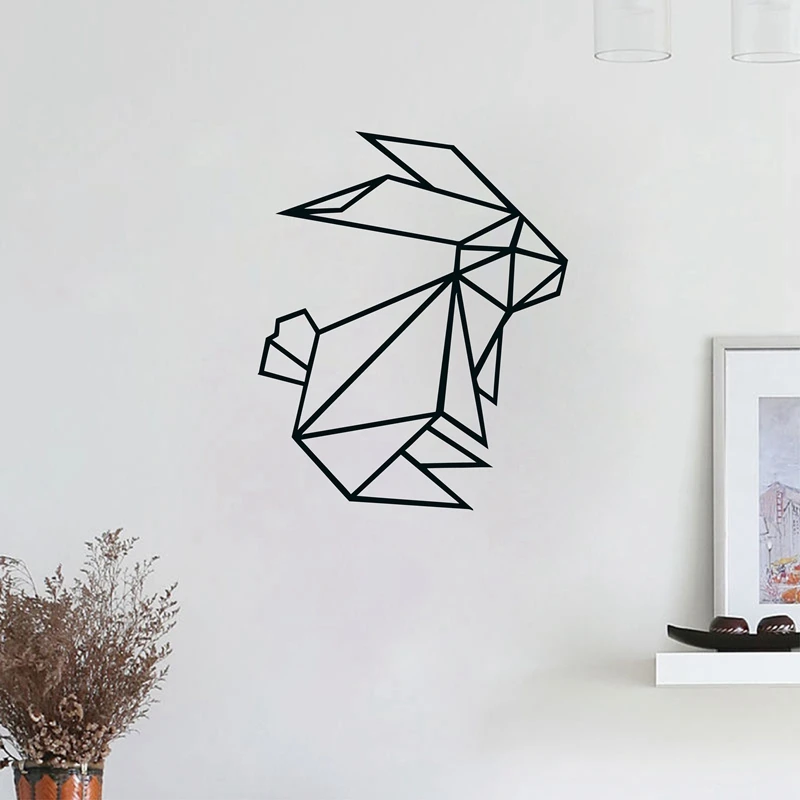 

Geometric Bunny Rabbit Vinyl Wall Stickers , Scandi Decal Stylish Animal Rabbit Wall Stickers Modern Home Decor