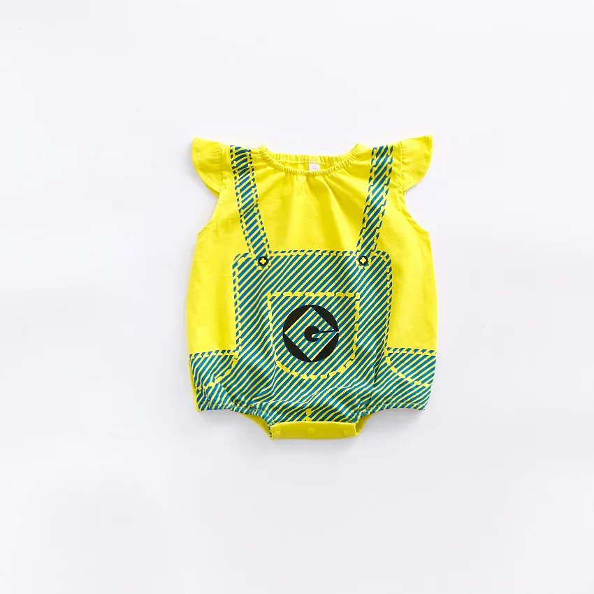 Комбинезон унисекс без рукавов с шапочкой для малышей; комплект из 2 предметов; желтый комбинезон Wukong; летняя одежда для младенцев; комбинезон; ползунки