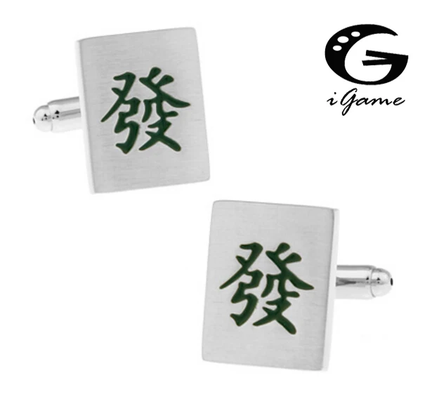 IGame розница по Заводской Цене мужские запонки зеленого цвета латунные Matrial Mahjong