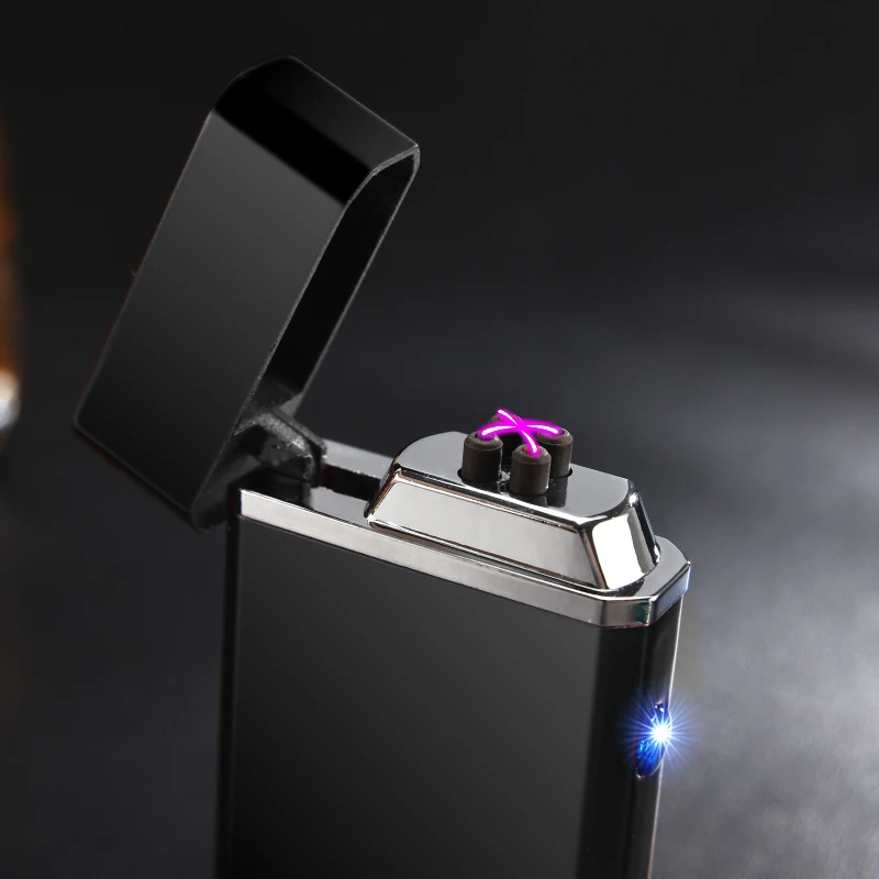 Новая электронная двухдуговая импульсная USB Зажигалка перезаряжаемая ветрозащитная зажигалка электрическая сигаретная плазма Зажигалка беспламенная