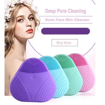 

Mini Silicone Facial Cleansing Brush Washable Facial Brush Waterproof Deep Pore Cleansing Device Sonic Vibration Massage