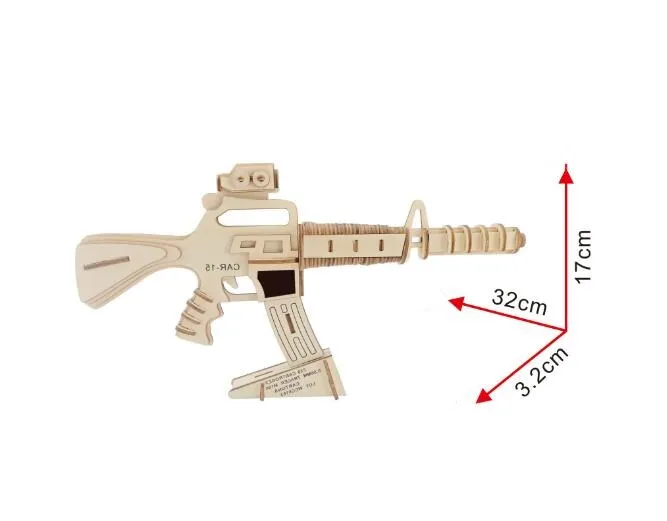 Пулемет Модель 3d игрушечный пистолет трехмерная деревянная головоломка игрушки для Детский Набор для творчества ручная работа деревянные пазлы