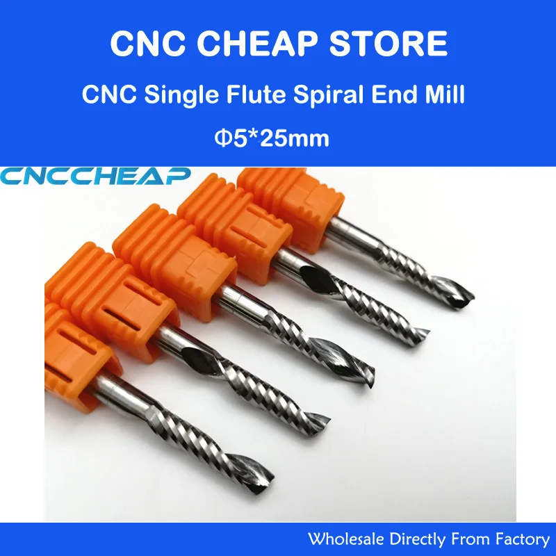 

5pcs 5mm High Quality Carbide CNC Router Bits One Single Flute End Mill Tools SHK 5mm CEL 25mm