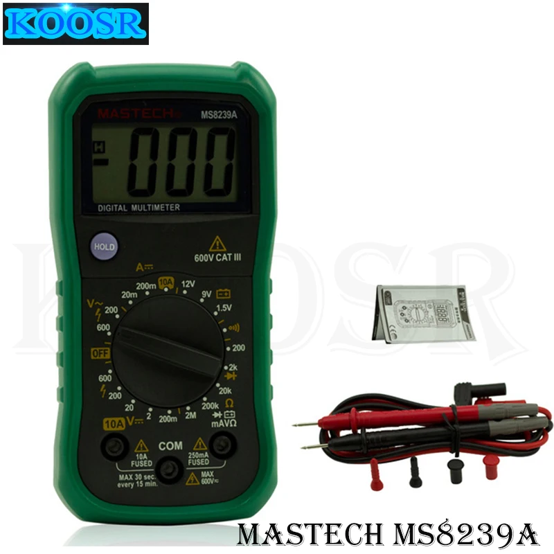 

MASTECH MS8239A Mini Digital Multimeter AC/DC Voltmeter DC Ammeter Ohmmeter w/ Battery Tester