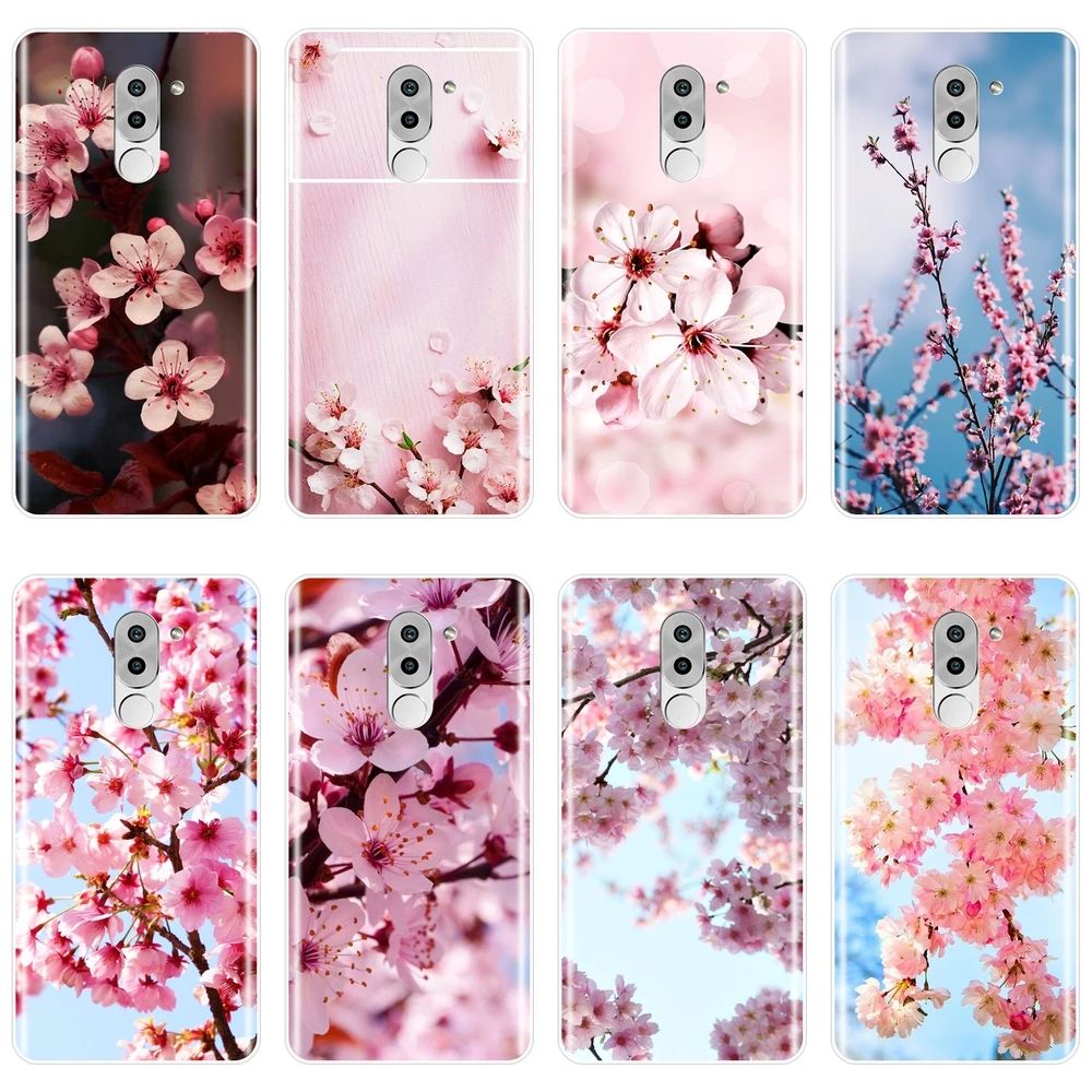 Задняя крышка для Huawei Honor 4X 5A 5X 6 6X мягкий силиконовый чехол с розовым цветком