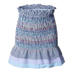 ЛИВА девушка Карандаш оборками юбки Высокая талия в радужную полоску Для женщин юбка