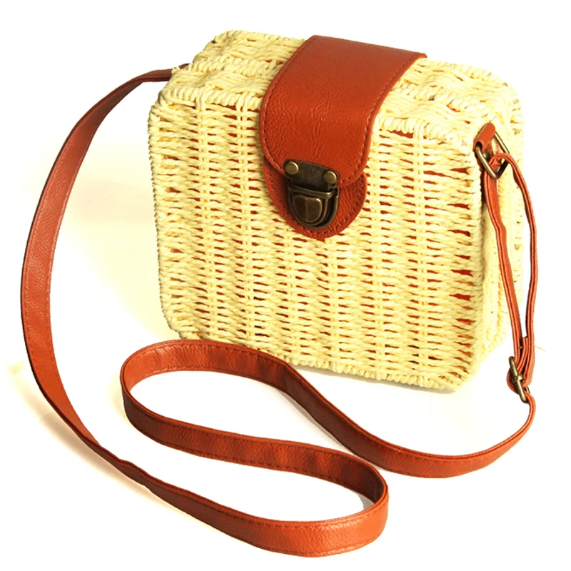 Gykaeo роскошные сумки женские сумки дизайнерские маленькие соломенные сумки на плечо женские Тканые Пляжные Сумки-мессенджеры ручной работы для мам - Цвет: Cream