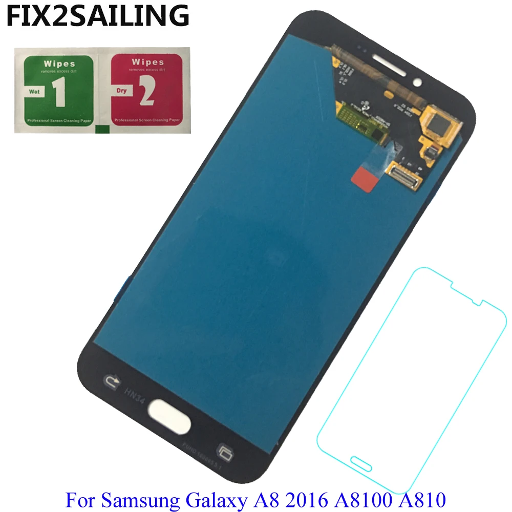 

Lcds A8 For Samsung Galaxy A8 2016 A8100 A810 AMOLED LCD Display A810 100% Tested Working Touch Screen Digitizer Assembly