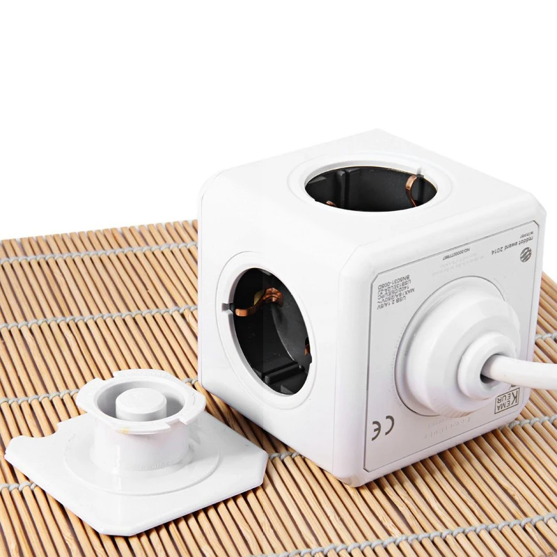 Allocacoc EU Plug 1.5/3M Extension Cord Powercube Power Strip Electric 4 Outlet 2 USB Ports Travel Adapter Multi Socket Home Use