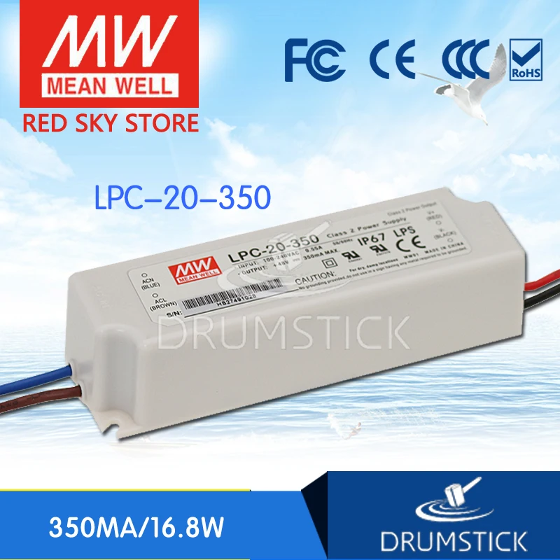 Бренд MEAN WELL представляет LPC-20-350 48V 350mA meanwell LPC-20 16 8 W один Выход светодиодный